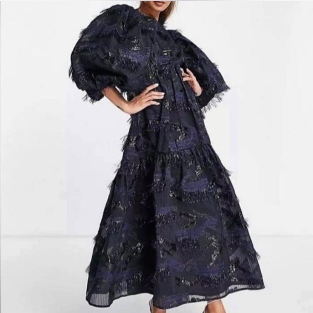 ASOS EDITION Tiered Maxi Smock Dress in Tinsel
Jacquard in Navy ✨.